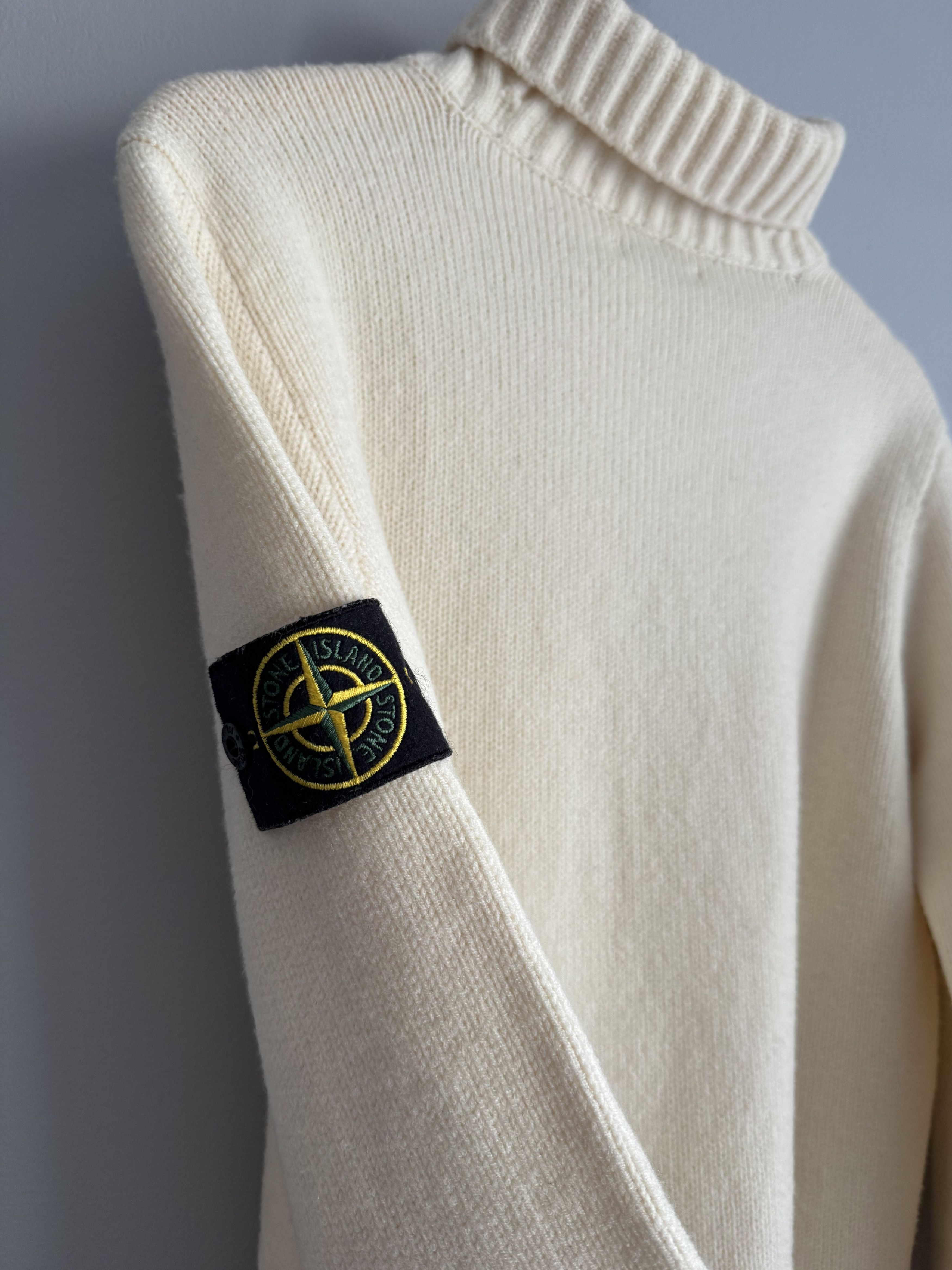 Stone Island Stone Island Wool Neck Knit Sweater Cream Made in ITALY Size US L / EU 52-54 / 3 - 7 Thumbnail