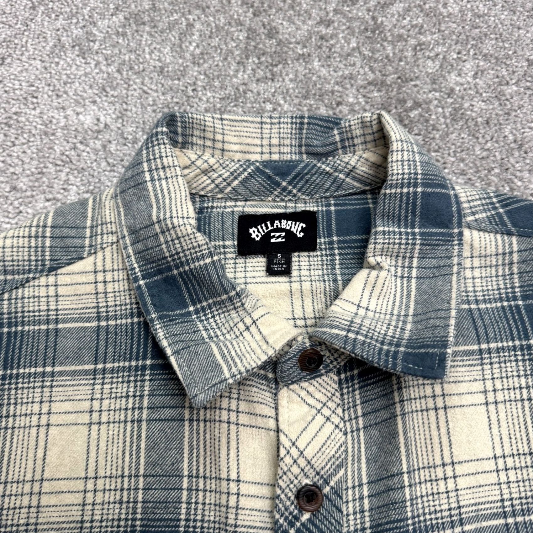 Billabong Billabong Shirt Mens Small Blue Cream Plaid Flannel Cotton Casual Button Down Size US S / EU 44-46 / 1 - 3 Thumbnail