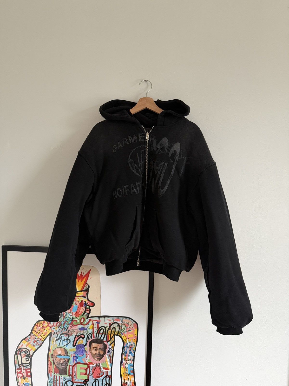 No Faith Studios REVERSIBLE HOOD BOMBER JACKET BLACK | Grailed