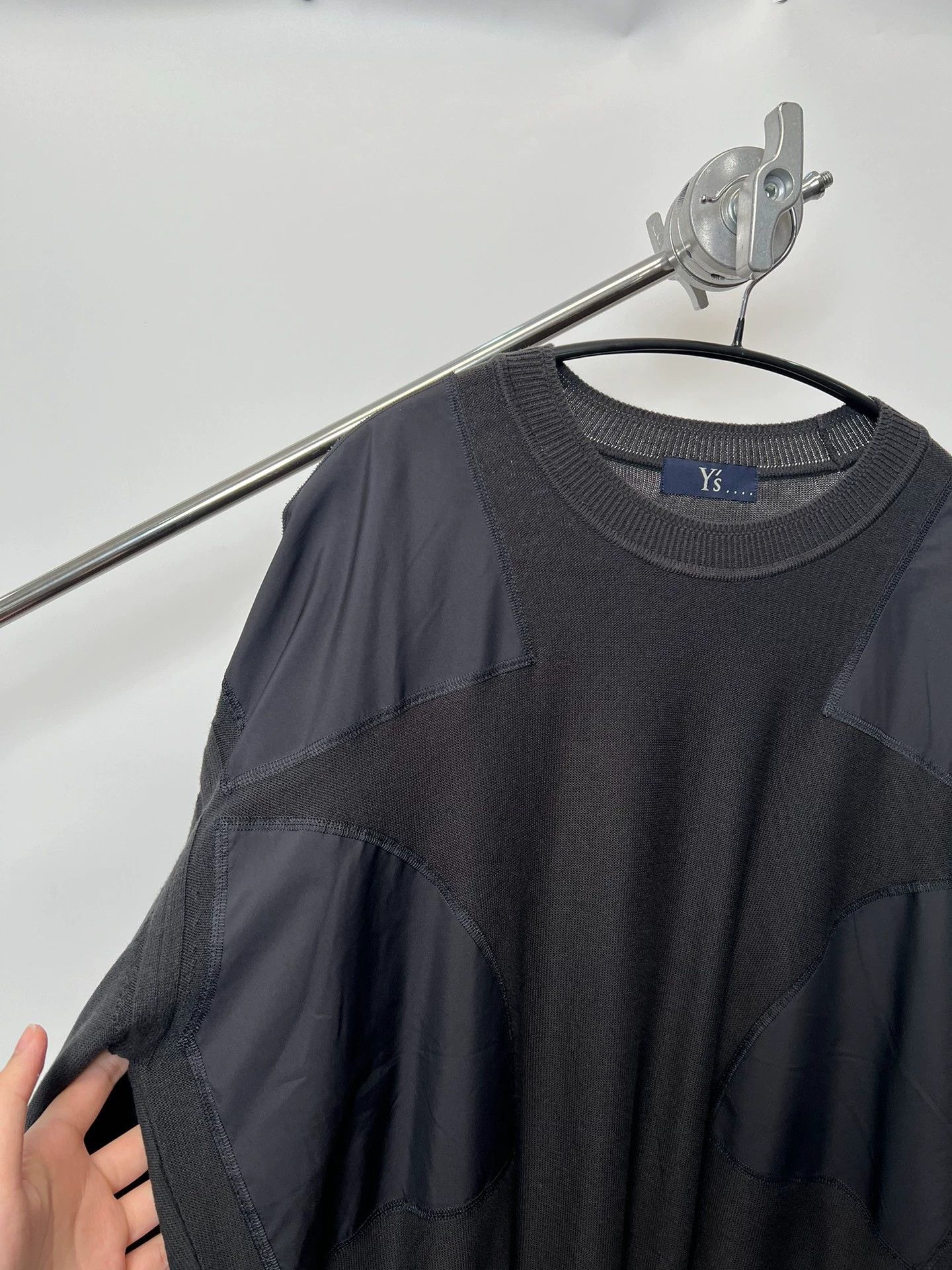 Yohji Yamamoto Yohji Yamamoto YS Nylon Panel Drape Knit Top Size US L / EU 52-54 / 3 - 6 Thumbnail