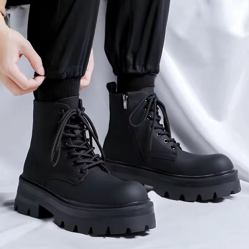 Japanese Brand Split Leather Chunky Sneakers - Black - Low Top Size US 10 / EU 43 - 9 Thumbnail