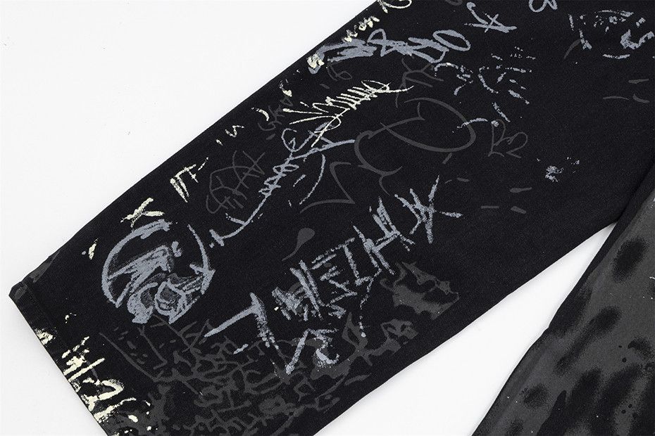 Japanese Brand × Jean × Vintage Baggy Jeans Graffiti Letter Black Loose Size US 29 - 8 Thumbnail