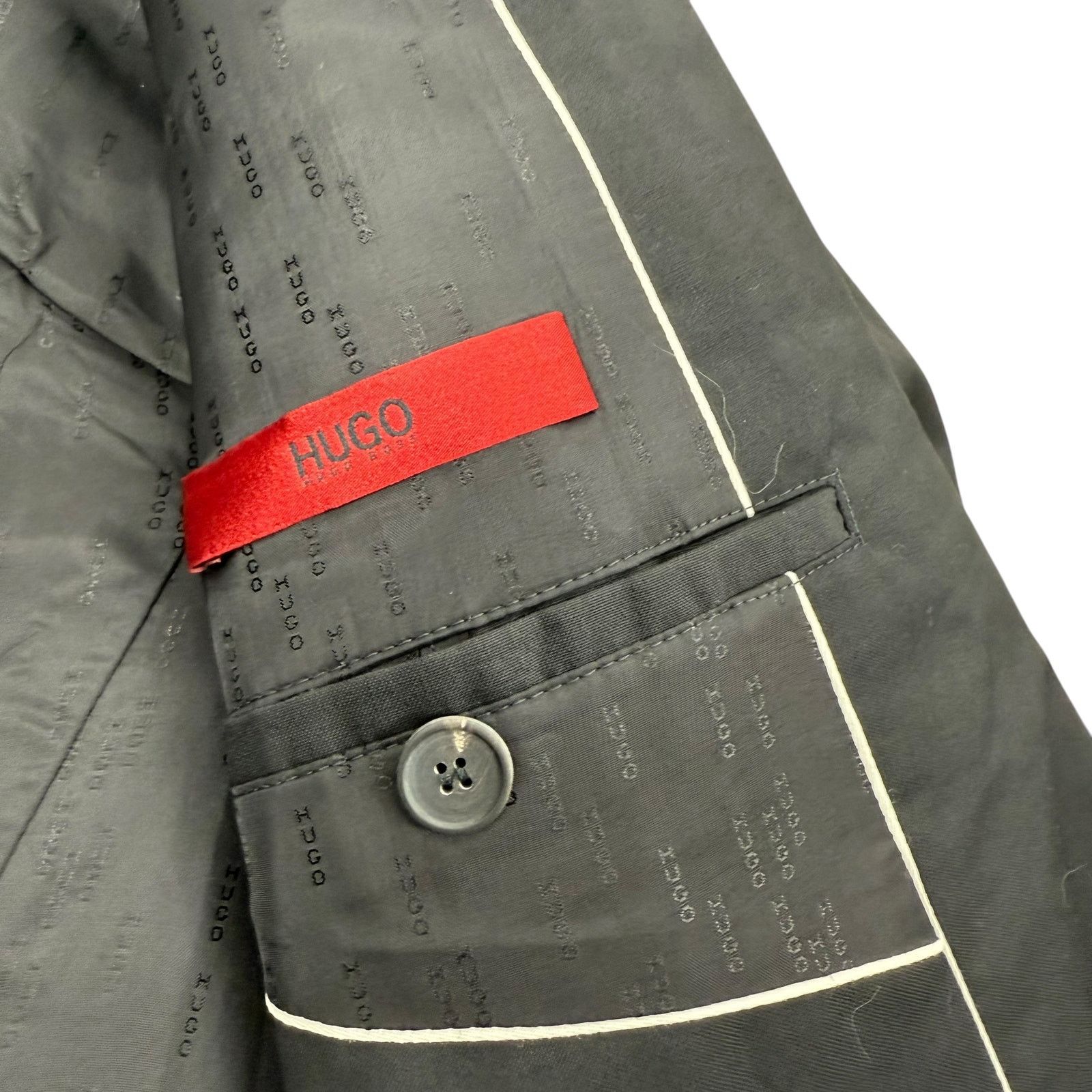 Hugo Boss Hugo Boss Super 120s Wool Blazer Black Logo Lined Size 42L Size 42L - 8 Thumbnail