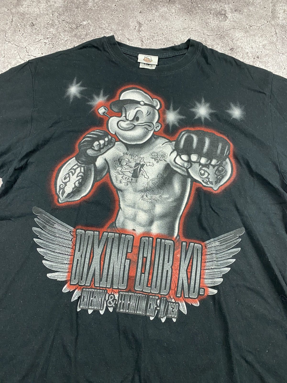 Vintage Y2K Gangster Popeye Bling Tee Shirt Size US L / EU 52-54 / 3 - 2 Thumbnail