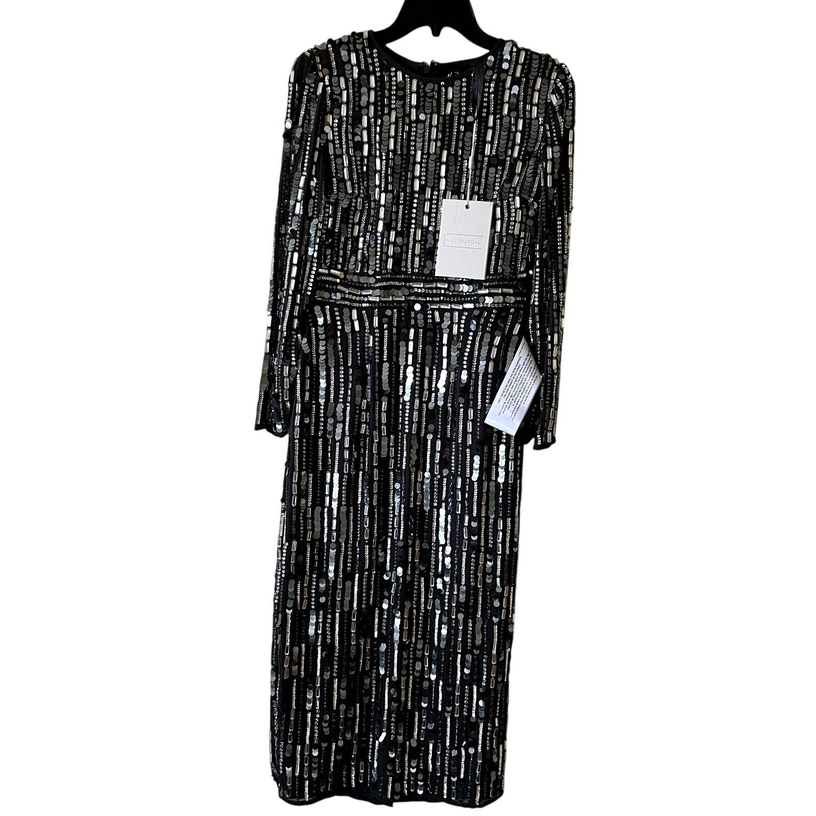 MACH & MACH Mac Duggal Embellished High Neck Long Sleeve Dress Charcoa 4 Size S / US 4 / IT 40 - 3 Thumbnail