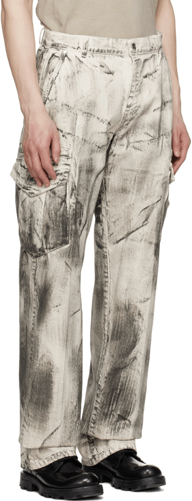Rta Off-White & Gray Theo Cargo Pants Size US 33 - 5 Thumbnail