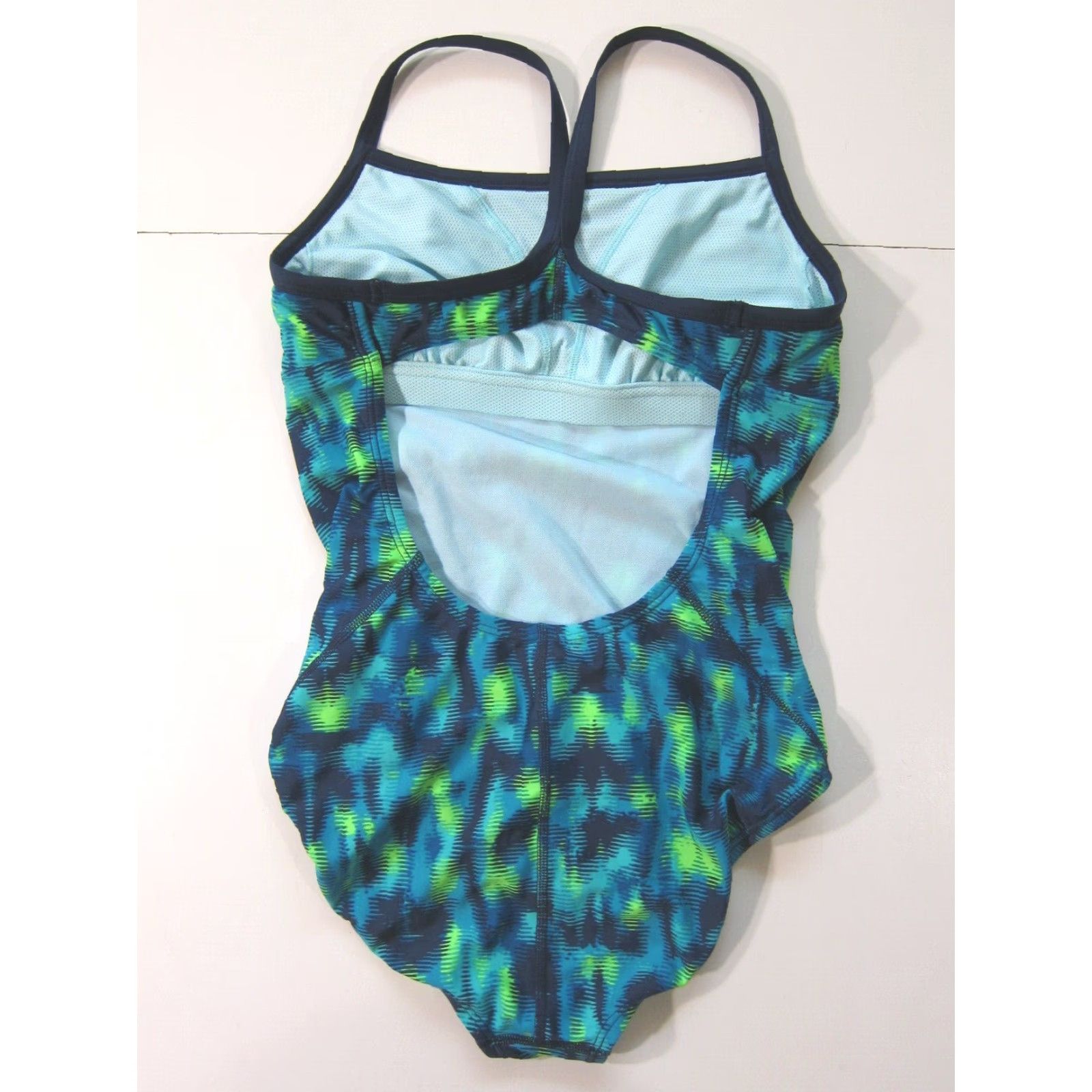 Nike Nike Blue Green Geometric Racerback Slimming Team One Piece Swimsuit Women 10 Size ONE SIZE - 2 Thumbnail