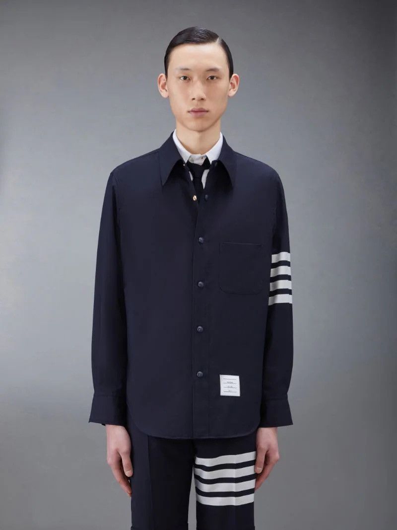 Thom Browne Thom Browne Navy 4-Bar Shirt Jacket Size 2 / M Size US M / EU 48-50 / 2 - 12 Thumbnail