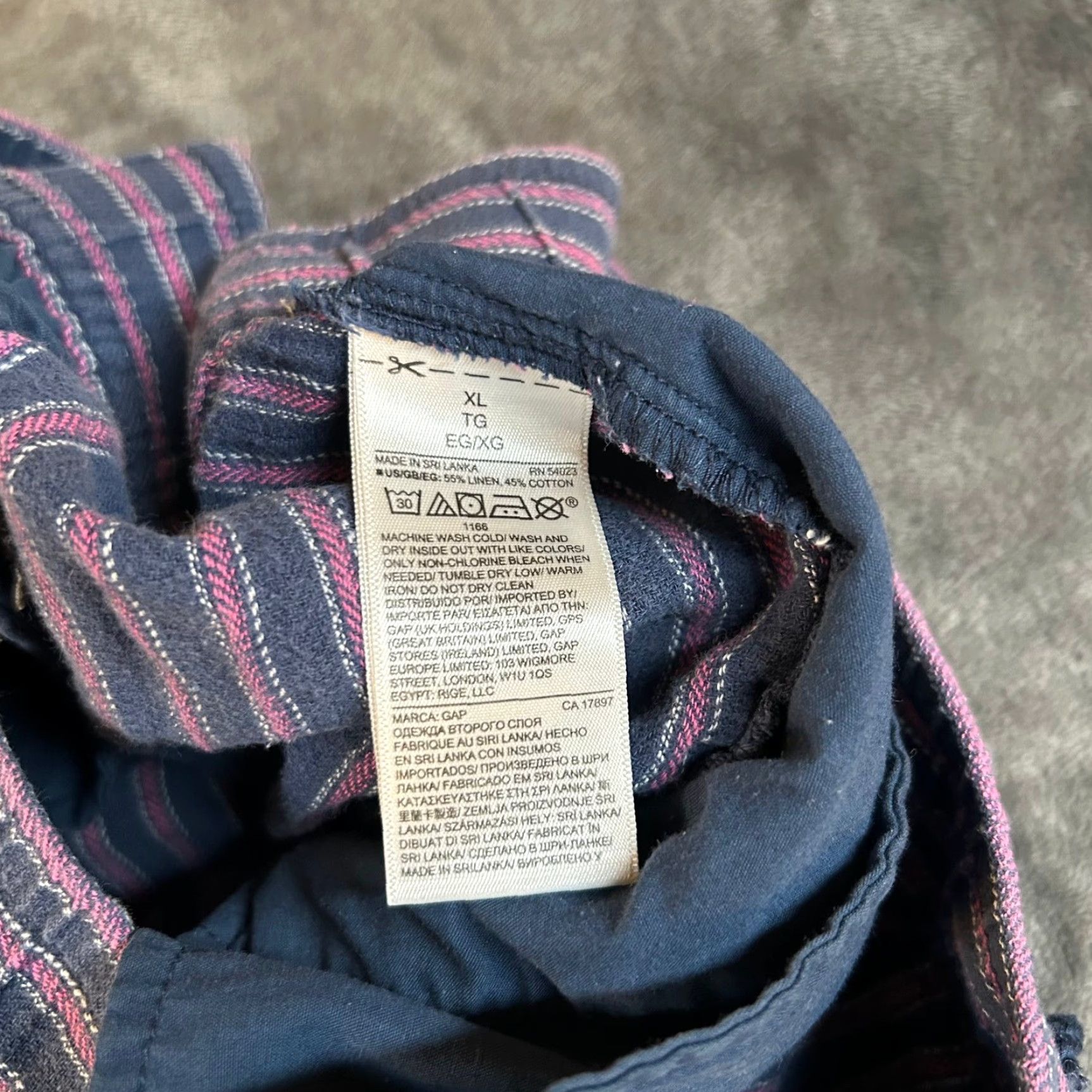 Gap GAP Striped Shorts Blue Purple Drawstring Linen Blend Casual Womens XL Size 40" / US 18 - 4 Thumbnail