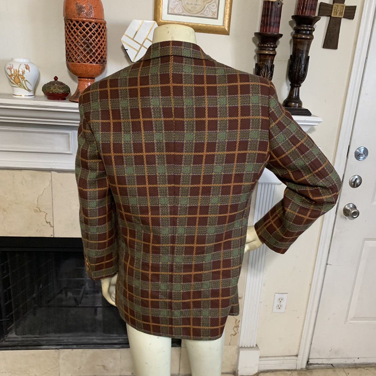 Byblos × Vintage Plaid Wool 3Btn Blazer (Rare) Size 40R - 5 Thumbnail