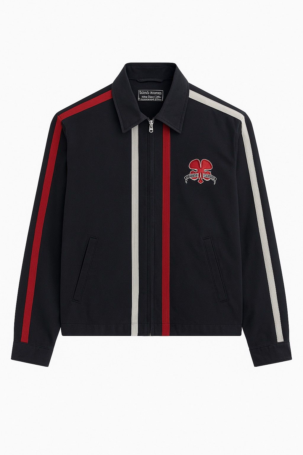 Lucky Brand Lucky Brand Black Cotton Jacket Red & White Racing Stripes Size US S / EU 44-46 / 1 - 1 Thumbnail
