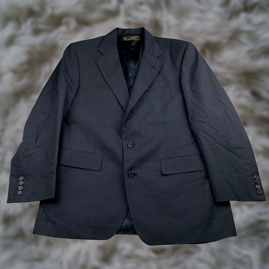 Brooks Brothers Brooks Brothers Men’s Blazer Blue Houndstooth 100% Wool 43S USA Two-Button Size 46R - 1 Thumbnail