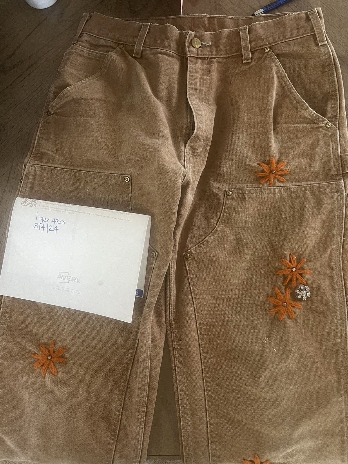 Image of Carhartt Bentgablenits Tan Double Knee in Brown, Men's (Size 33)