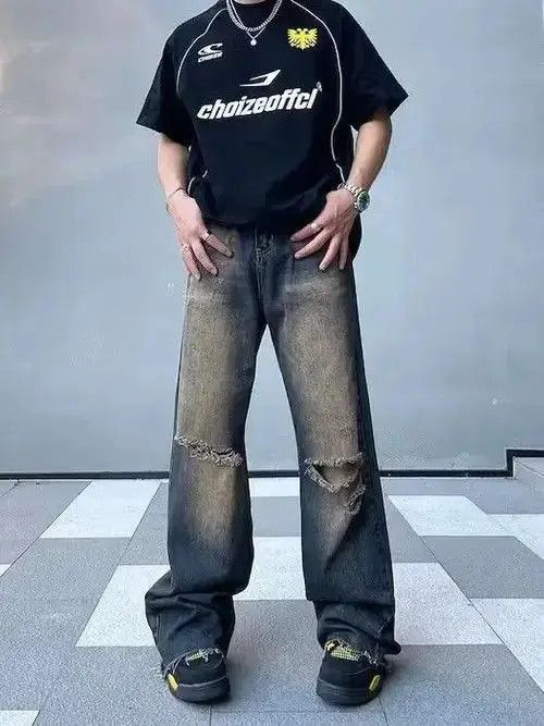 Japanese Brand Distressed Baggy Flared Denim Jeans Size US 32 / EU 48 - 5 Thumbnail