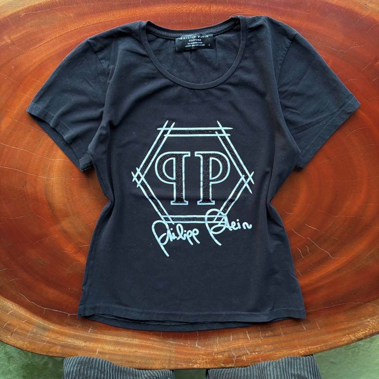 Philipp Plein Y2K Style Womens Philipp Plein Hexagon Tshirt Size L / US 10 / IT 46 - 1 Thumbnail