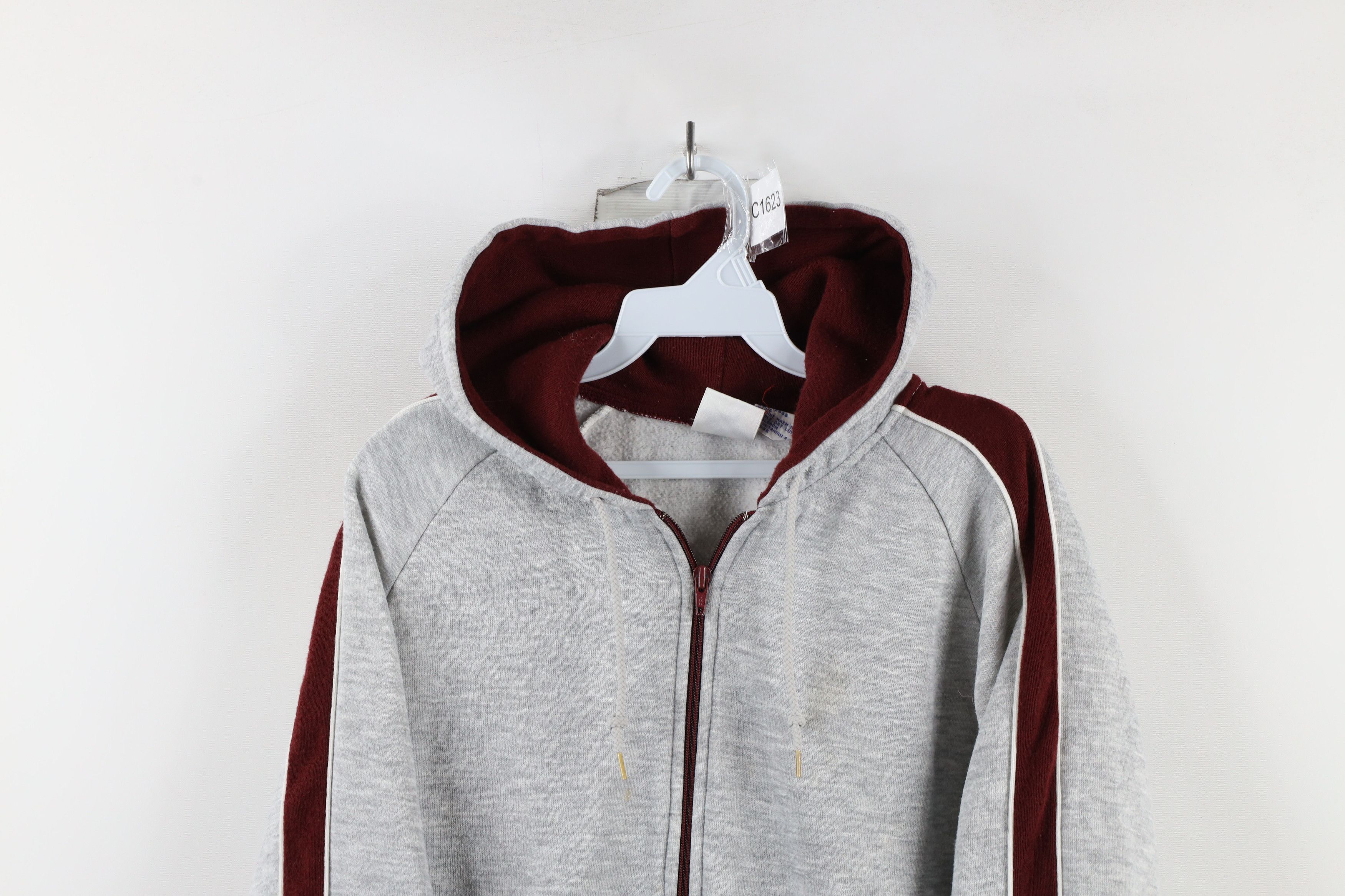 Vintage 70s Streetwear Striped Triblend Full Zip Hoodie