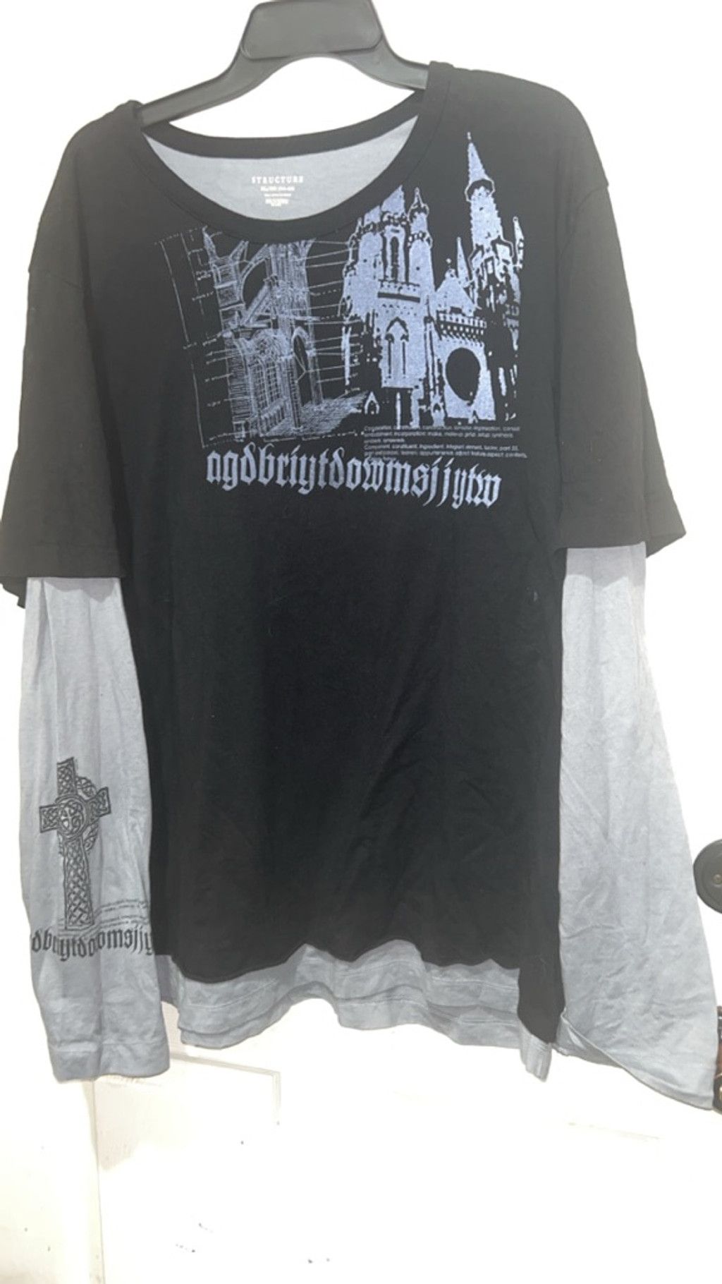 Structure Y2K STRUCTURE Black Gray Long Sleeve Tee XL Size US XL / EU 56 / 4 - 2 Thumbnail