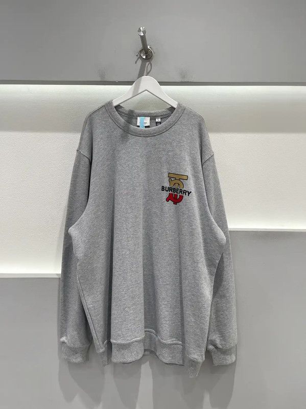 Burberry Burberry Gray Cotton Logo Long Sleeve Sweatshirt Size US XL / EU 56 / 4 - 1 Thumbnail
