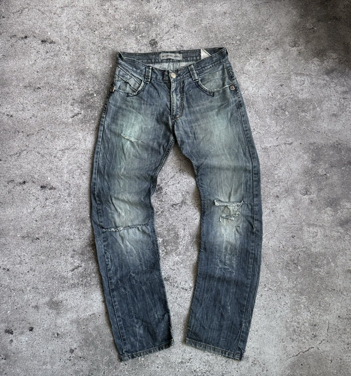 Armani × Vintage Vintage Armani Y2K distressed trash denim pants Size US 30 / EU 46 - 2 Thumbnail