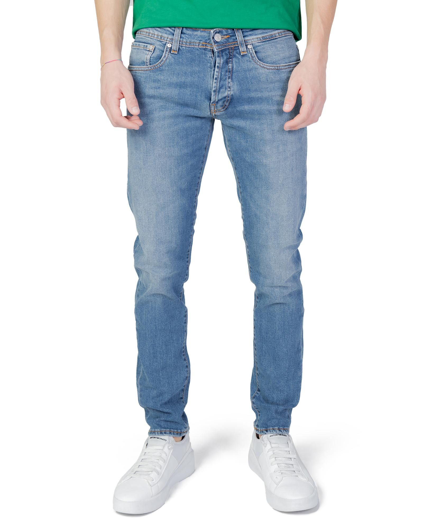 image of Liu Jo Plain Zip And Button Fastening Jeans in Blue, Men's (Size 29)