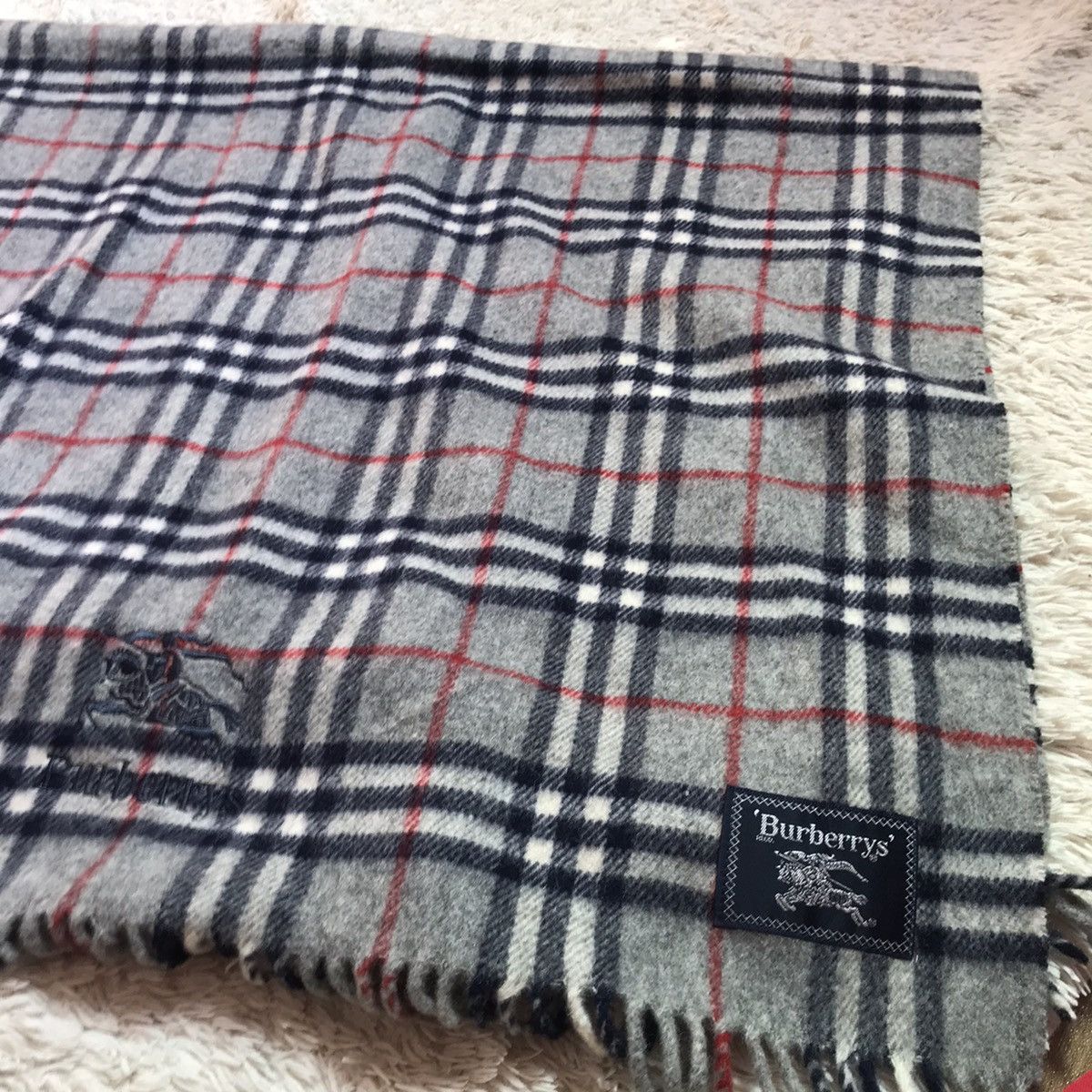 Burberry × Vintage ‼️VINTAGE BURBERRY WOOL SCARF BIG LOGO NOVACHECK‼️ Size ONE SIZE - 7 Thumbnail