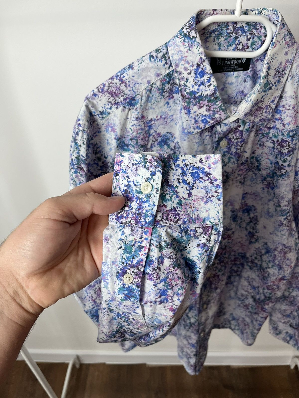 New & Lingwood New Lingwood Cotton Overprint Shirt Button Up Size US XL / EU 56 / 4 - 5 Thumbnail