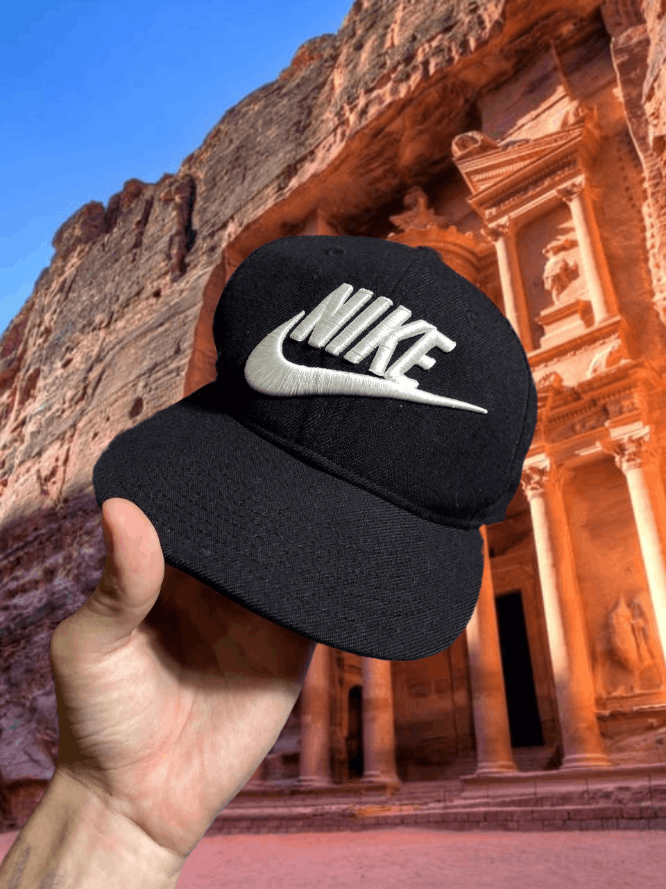 Nike Hats black Vintage Nike Y2K big logo Streetwear Size ONE SIZE - 1 Thumbnail
