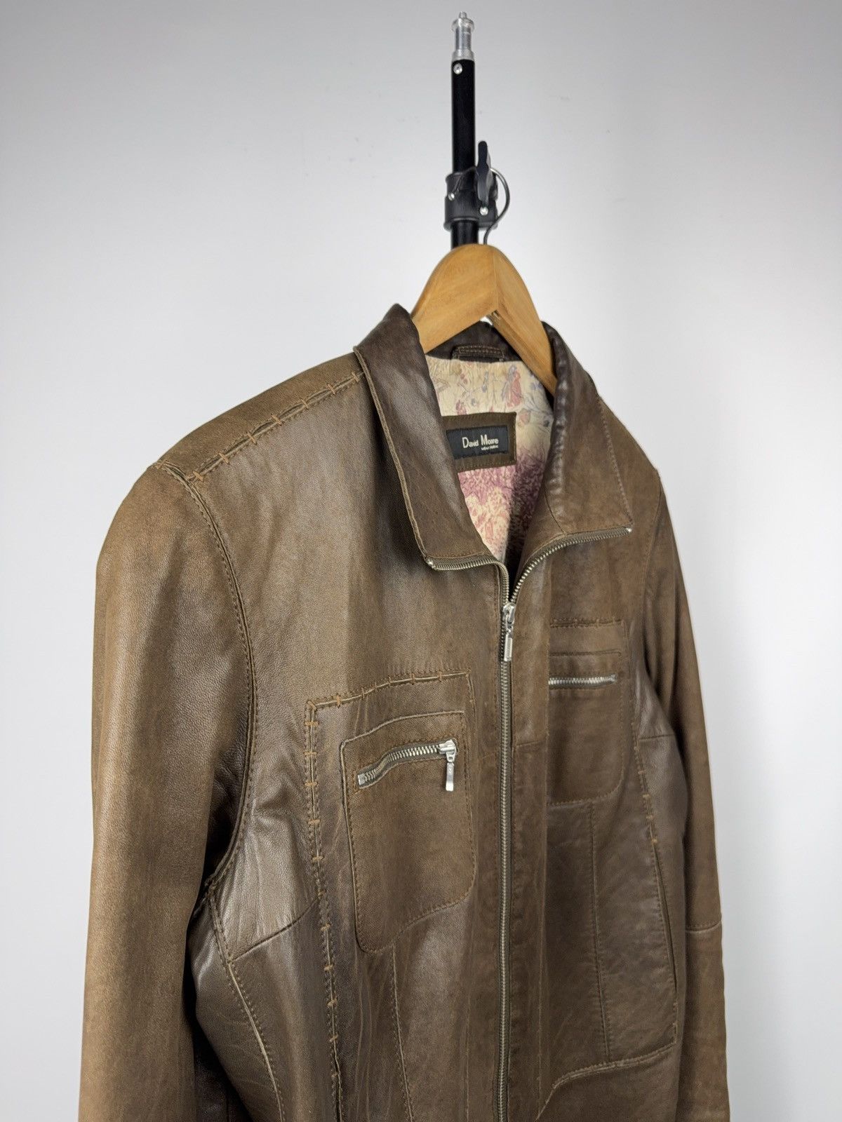 Genuine Leather Vintage Luxury Archive David Moore Brown Leather Jacket 46 Size US S / EU 44-46 / 1 - 4 Thumbnail