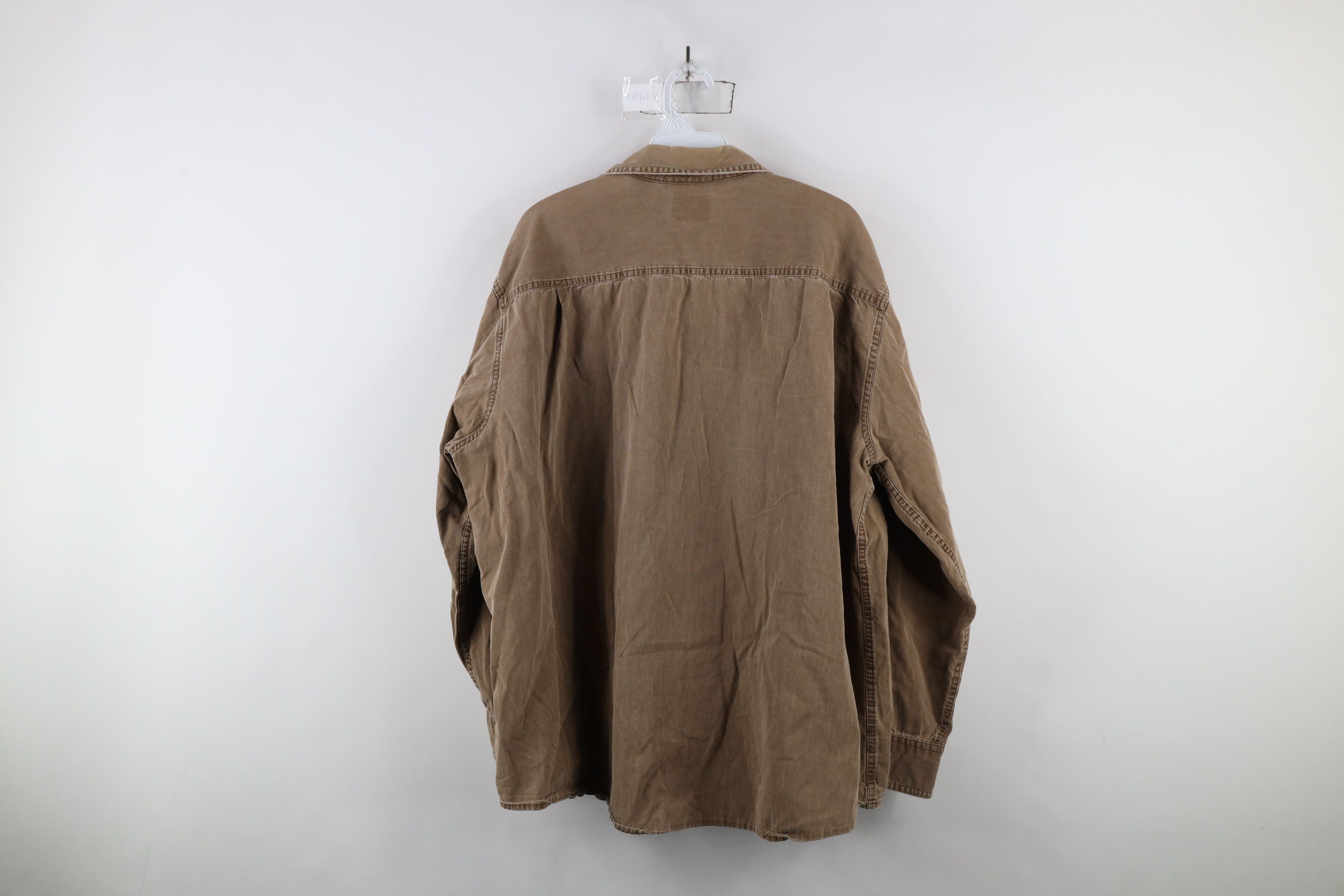 Vintage Vintage 90s Streetwear Stonewash Canvas Button Shirt Brown Size US XXL / EU 58 / 5 - 13 Thumbnail