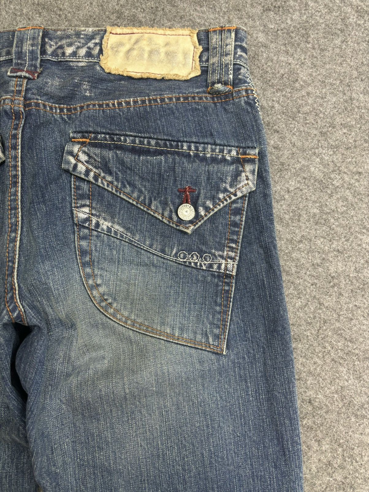 Japanese Brand 💥Flare💥Vintage 90s Blue Way Paint Minimalist Denim F522 Size US 32 / EU 48 - 10 Thumbnail