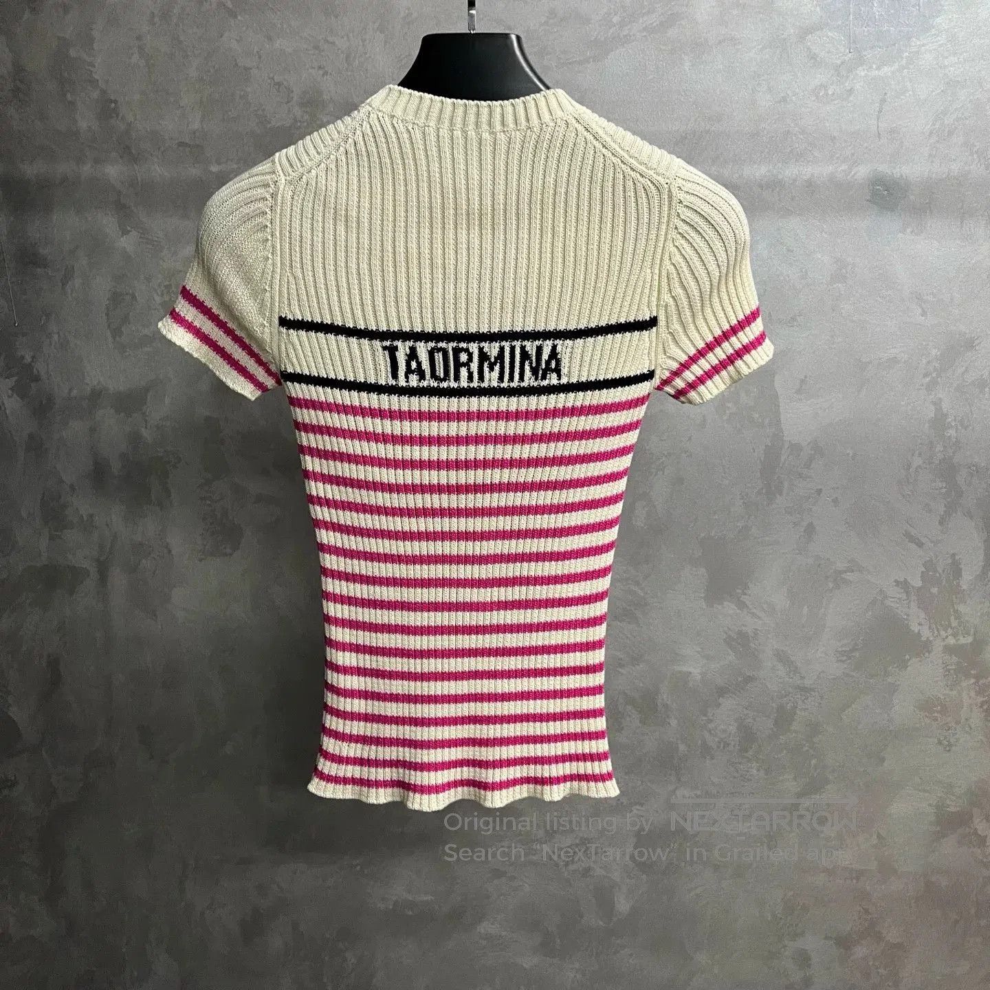 Dior Dior Pink Stripe Letter Round Neck T. Size XXS / US 00 / IT 34 - 2 Thumbnail