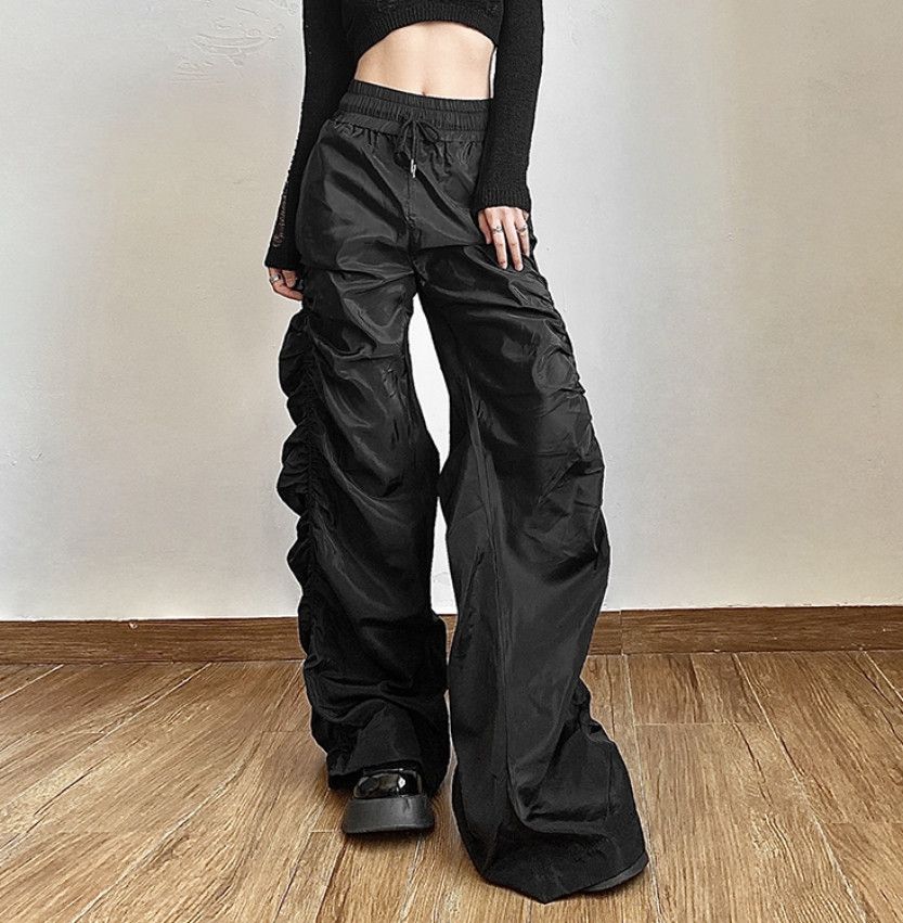 Designer × Japanese Brand × Vintage Vintage Baggy Punk Crinkle Sides Wide Leg Oversize Trousers Size US 30 / EU 46 - 3 Thumbnail