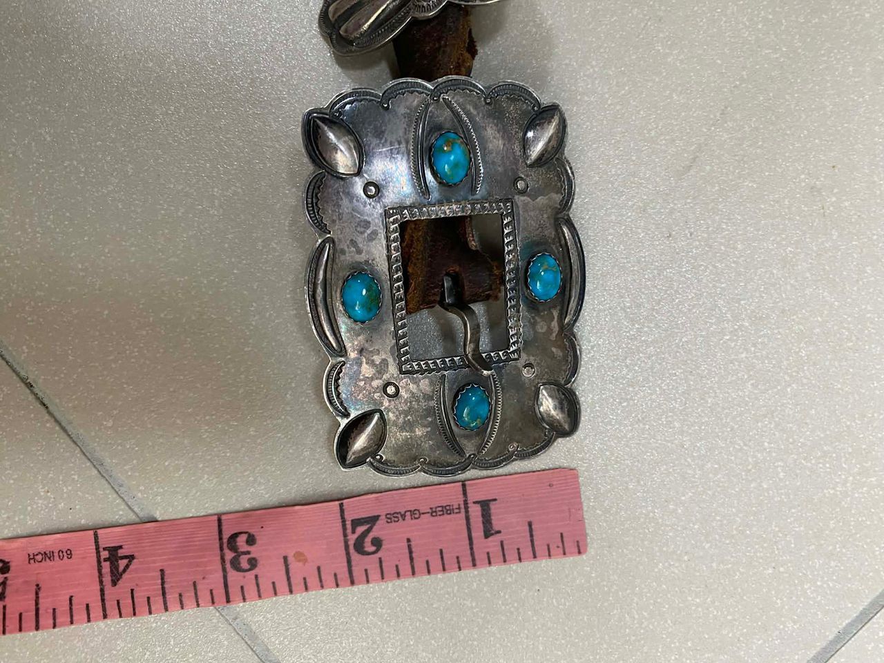 Sterling Silver Signed H Morgan Navajo Sterling ,Turquoise Concho Belt Size ONE SIZE - 11 Thumbnail