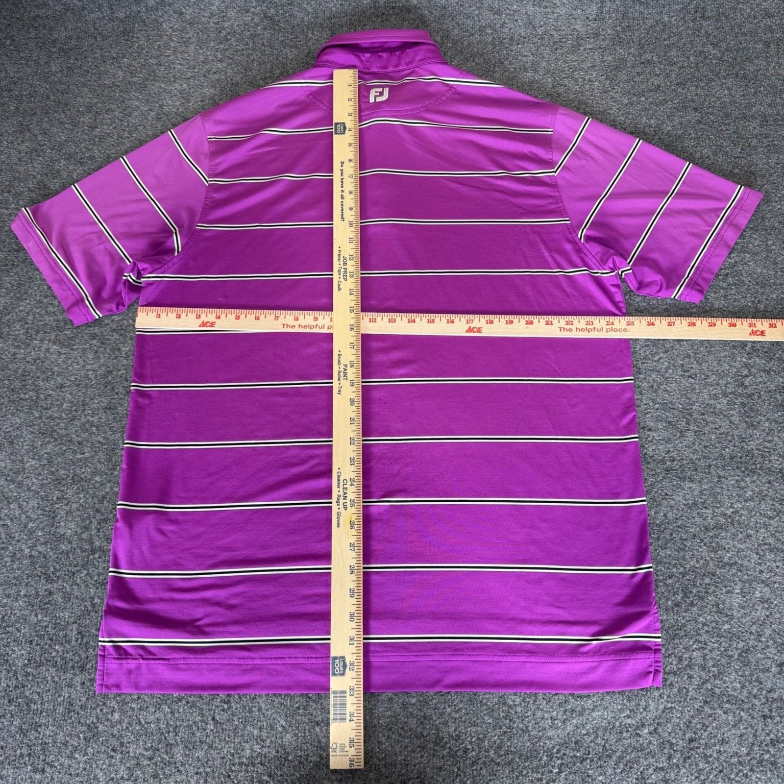 Footjoy FootJoy FJ Mens Golf Polo Shirt XL Purple Stripe Stretch Size US XL / EU 56 / 4 - 5 Thumbnail