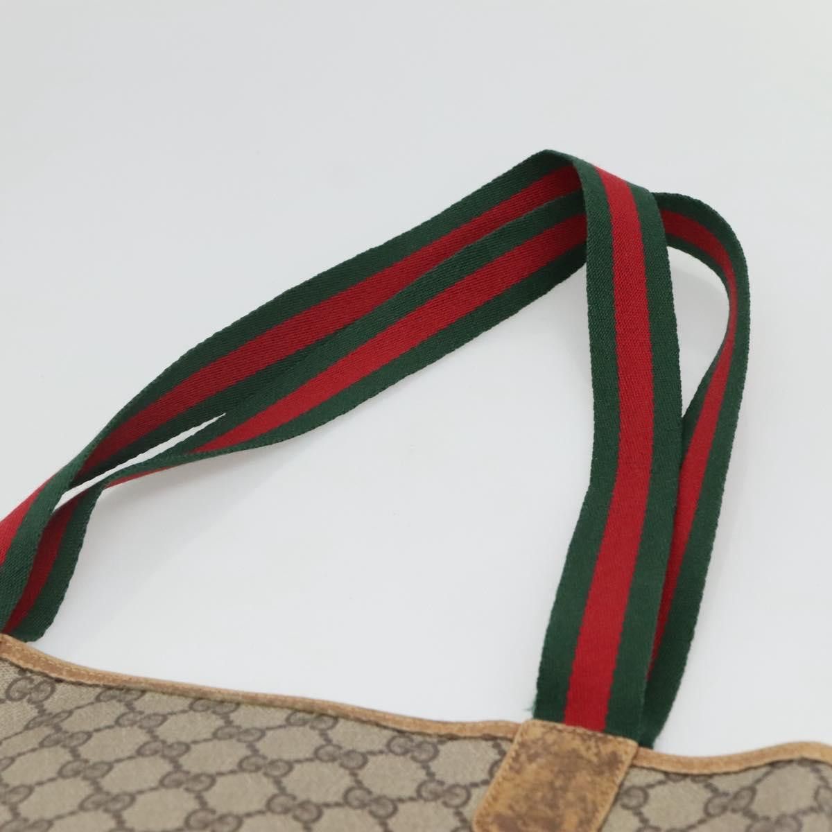 Gucci GUCCI GG Supreme Web Sherry Line Tote Bag Pvc Beige Red 40 Size ONE SIZE - 8 Thumbnail