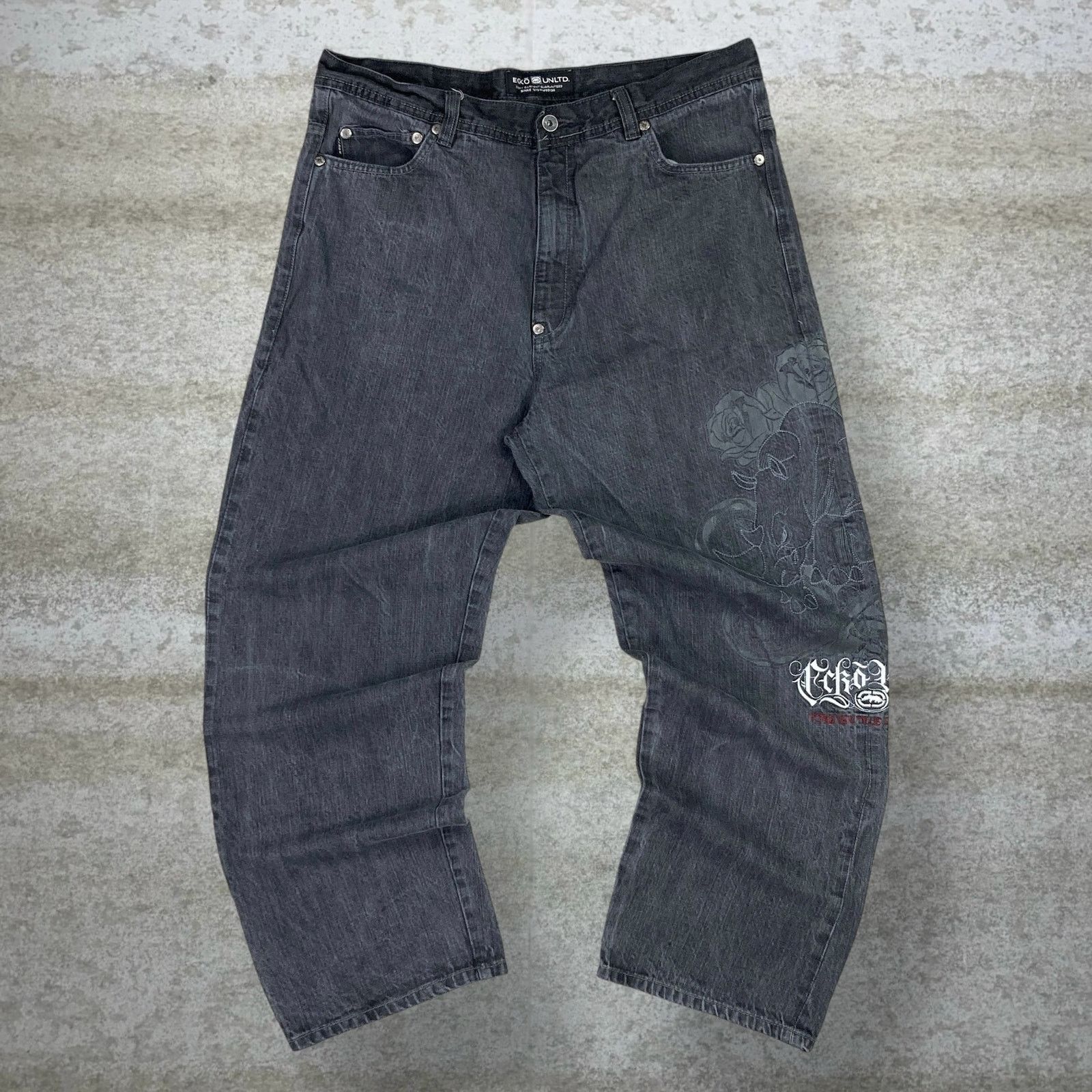 Ecko Unltd. Vintage Y2K Ecko Skater Jeans 36x30 Baggy Wide Black Wash Size US 36 / EU 52 - 2 Thumbnail