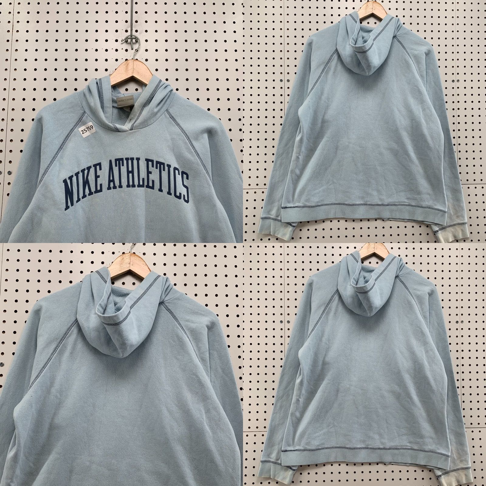 Nike VINTAGE Nike Athletics Hooded Sweatshirt Blue Women’s XL Pullover Y2K Size XL / US 12-14 / IT 48-50 - 8 Thumbnail