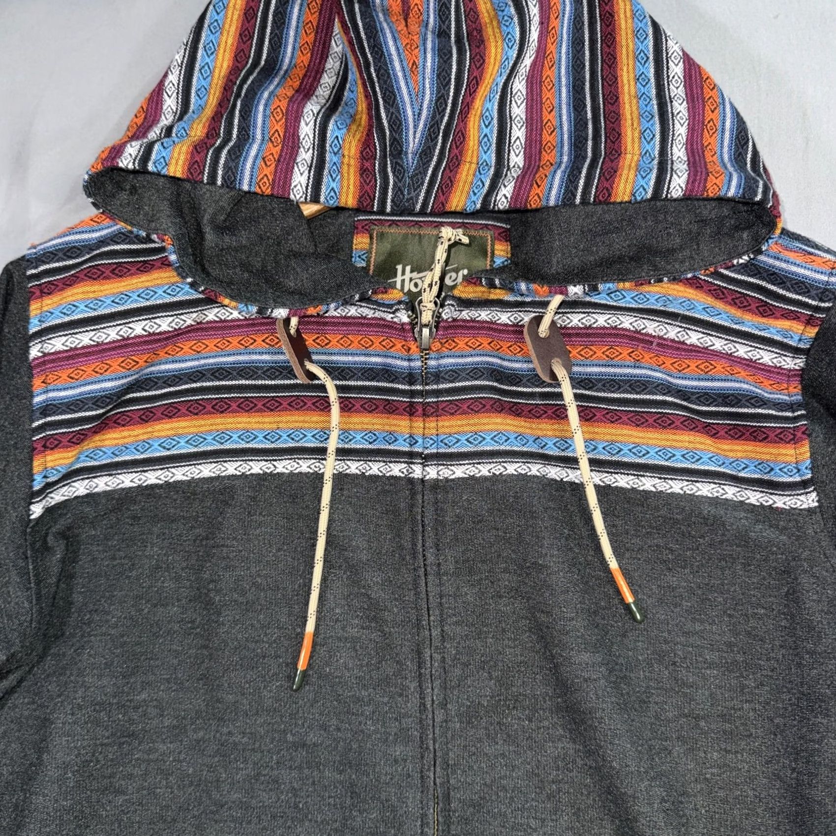 Vintage Howler Bros Hoodie Mens S Gray Full Zip Hooded Knit Sweatshirt Aztec Stripe Pattern Pockets Embroidered Logo Size US S / EU 44-46 / 1 - 4 Thumbnail