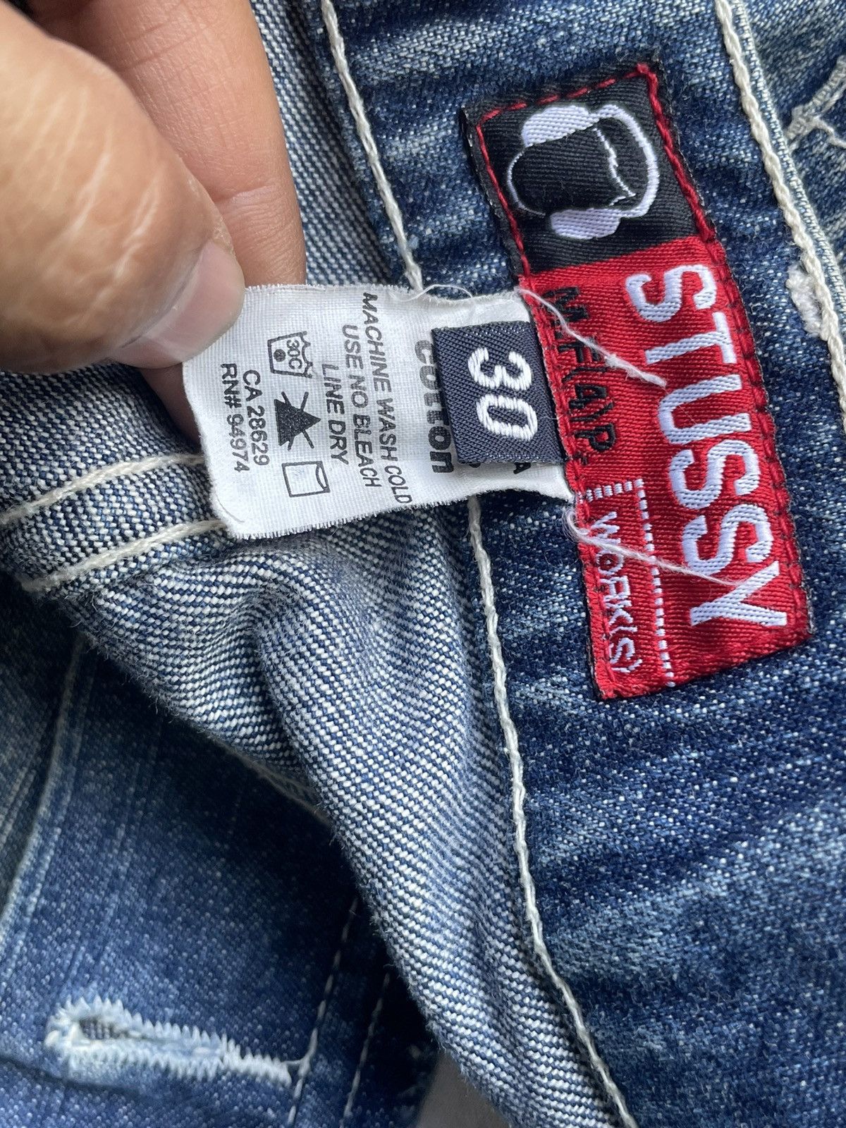 Stussy Vintage Stussy Works Distresed Denim Size US 33 - 22 Thumbnail