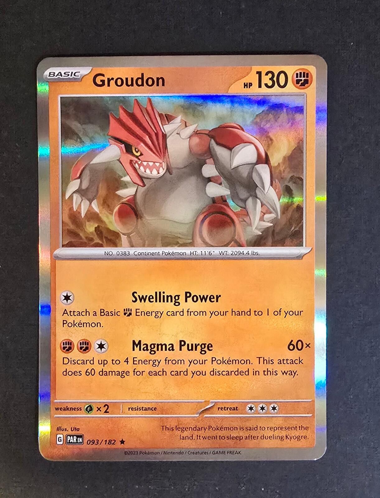 Pokemon Groudon Rare Holofoil card (093/182) Paradox Rift Size ONE SIZE - 1 Thumbnail