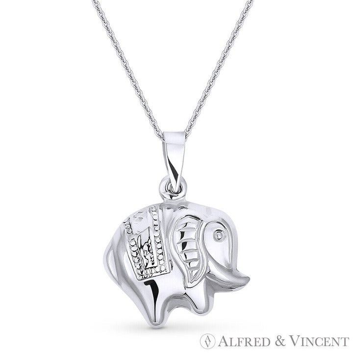 Other Elephant Animal Charm 3D Pendant in .925 Sterling Silver Size ONE SIZE - 1 Preview