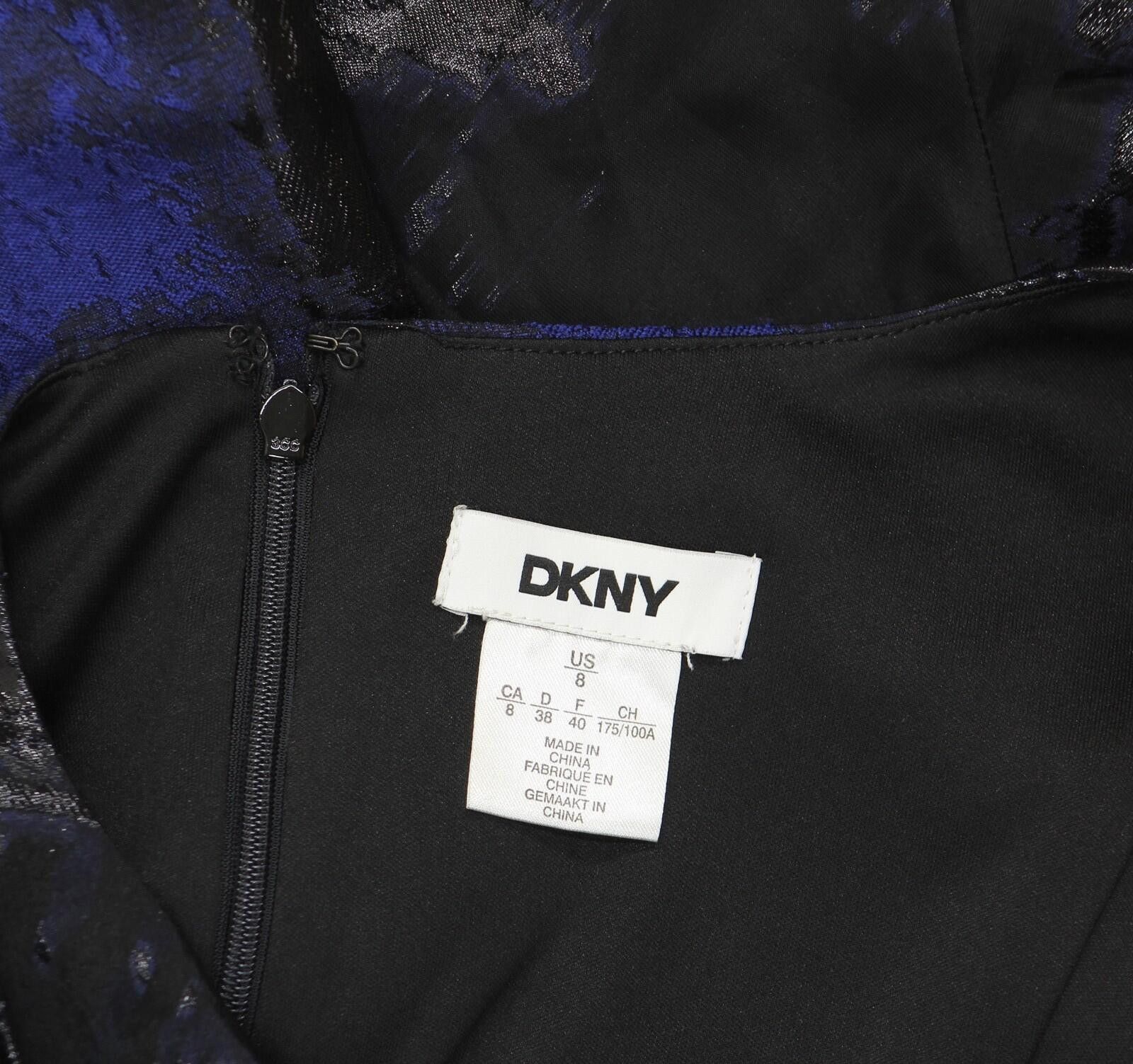 DKNY Nwt Dkny Womens Jacquard Scoop-neck Midi Dress Navy Blue 8 Size M / US 6-8 / IT 42-44 - 5 Thumbnail