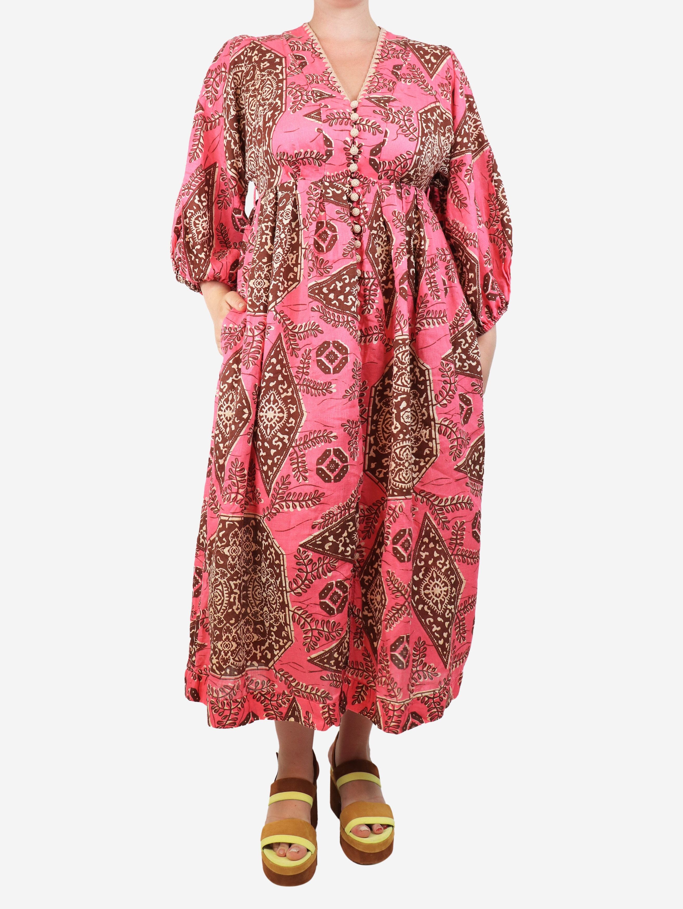 knee length dresses for ladies Zimmermann Lexi Billow Long Dress Pink Palm