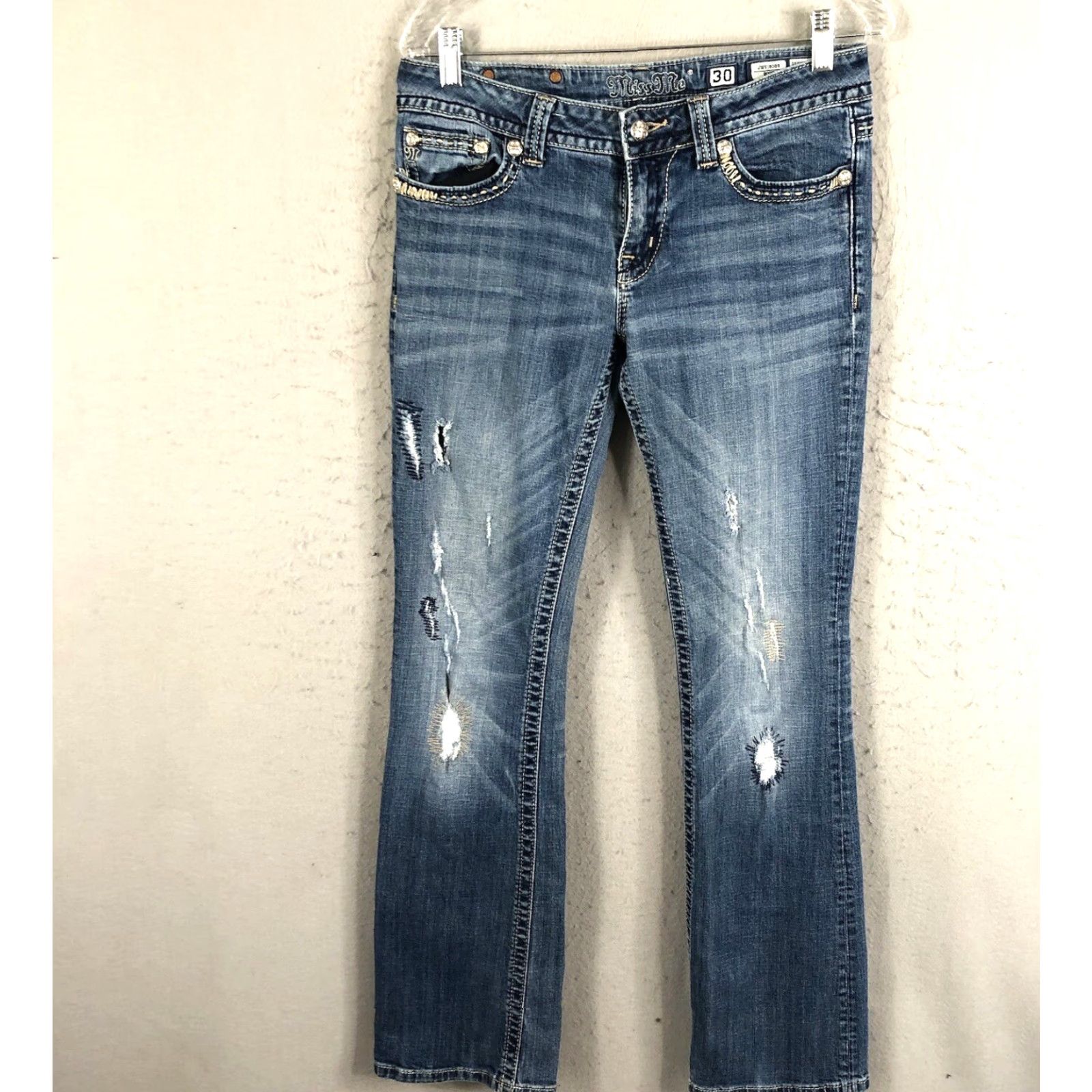 Miss Me Miss Me Jeans Womens 30x33 Embroidered Bling JW5180B8 Boot Cut Western Size 30" / US 8 / IT 44 - 2 Thumbnail