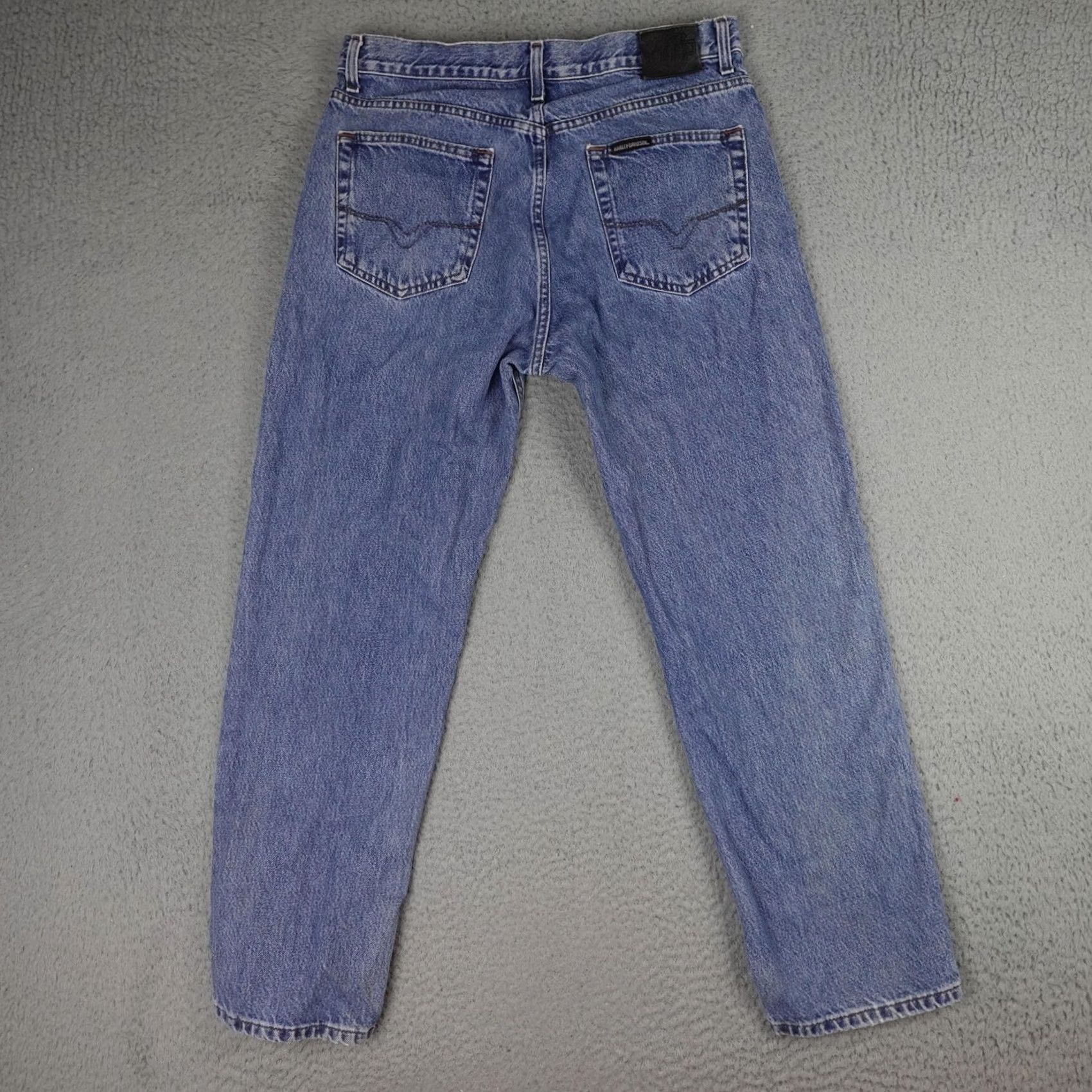 Harley Davidson Harley-Davidson Jeans Mens Blue Denim Straight Leg Shield 36x30 Biker Motorcycle Retro Size US 36 / EU 52 - 2 Thumbnail