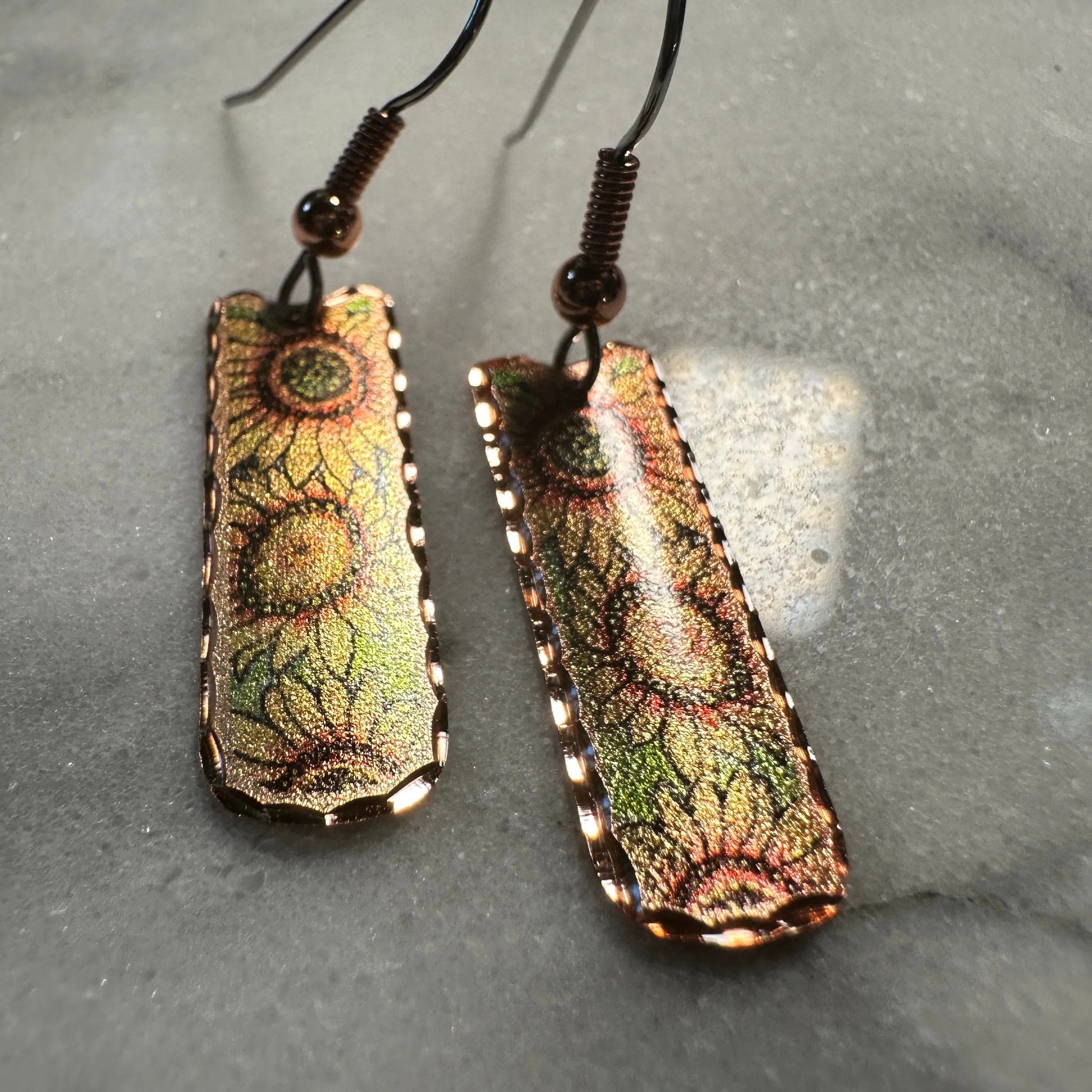 Other Handcrafted Boho Sunflower Earrings, Diamond Cut Wire Drop E Size ONE SIZE - 6 Thumbnail