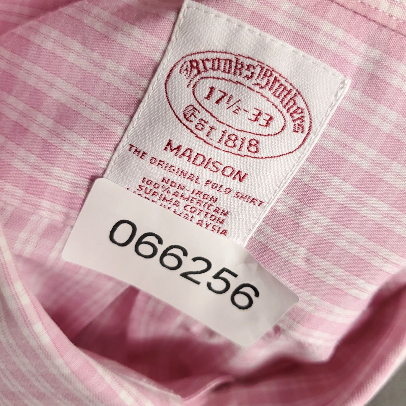 Brooks Brothers Brooks Brothers Shirt Mens 17.5 Pink Plaid Madison Dress Button Up Long Sleeve Shirt Mens Regular 100% Cotton Non-Iron Tailored? Size 48R - 7 Thumbnail