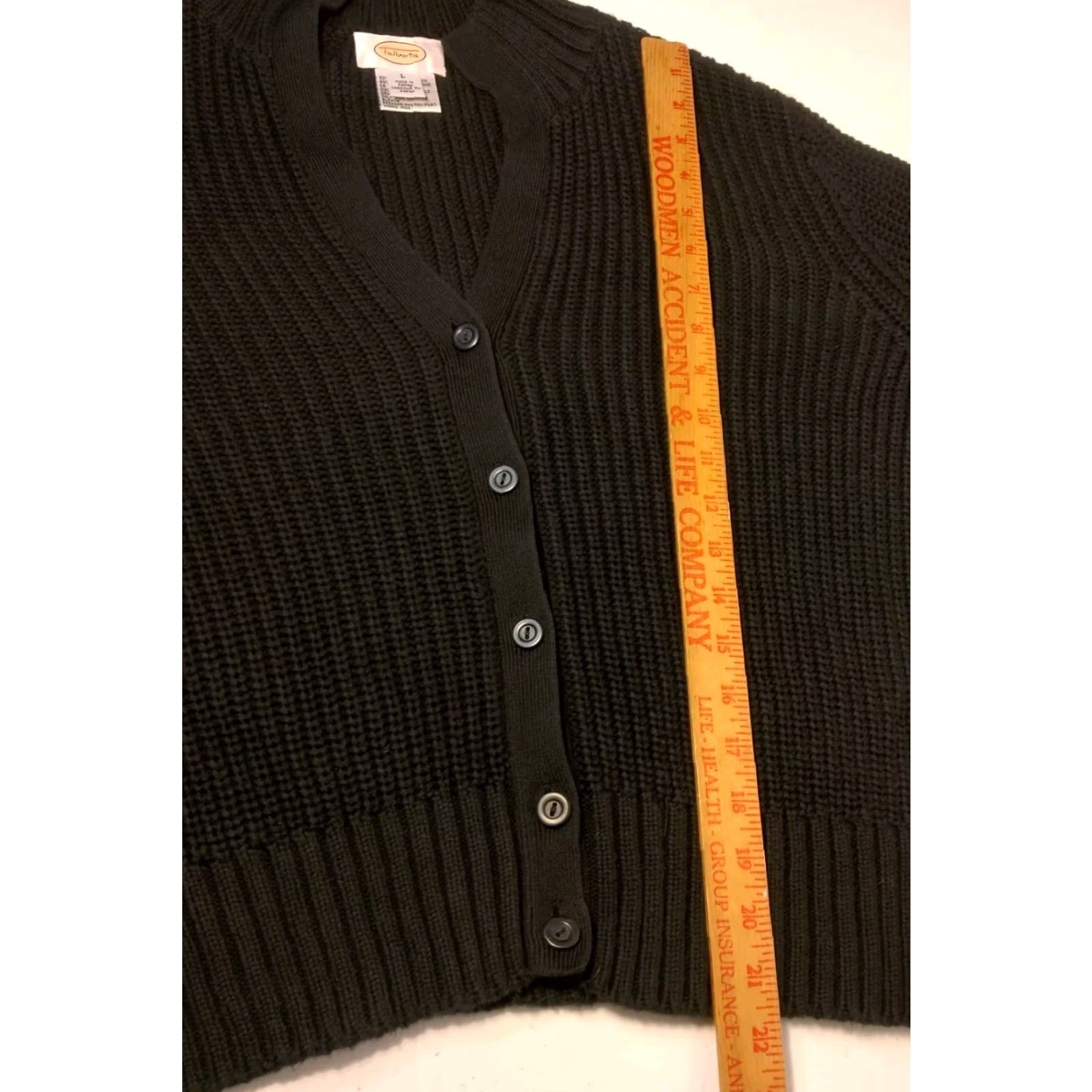 Talbots VINTAGE Talbots Cardigan Sweater Women Large Black Chunky-Knit V-Neck Classic Cotton Blend Japan Size L / US 10 / IT 46 - 3 Thumbnail