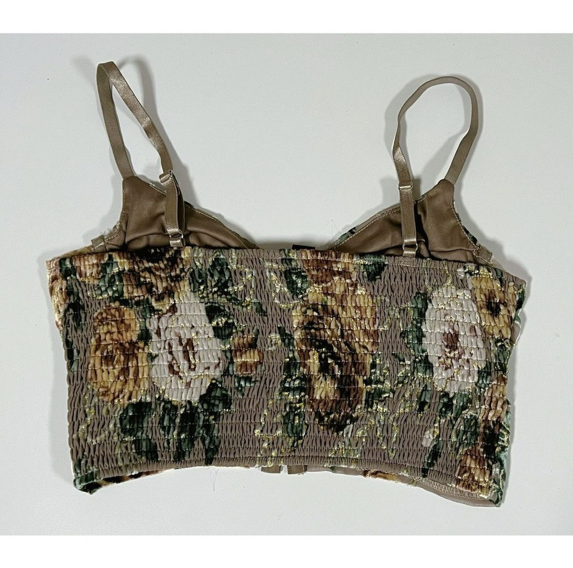 Free People Windsor Beige Velvet Floral Corset Bustier Top Blouse Size S Size S / US 4 / IT 40 - 5 Thumbnail