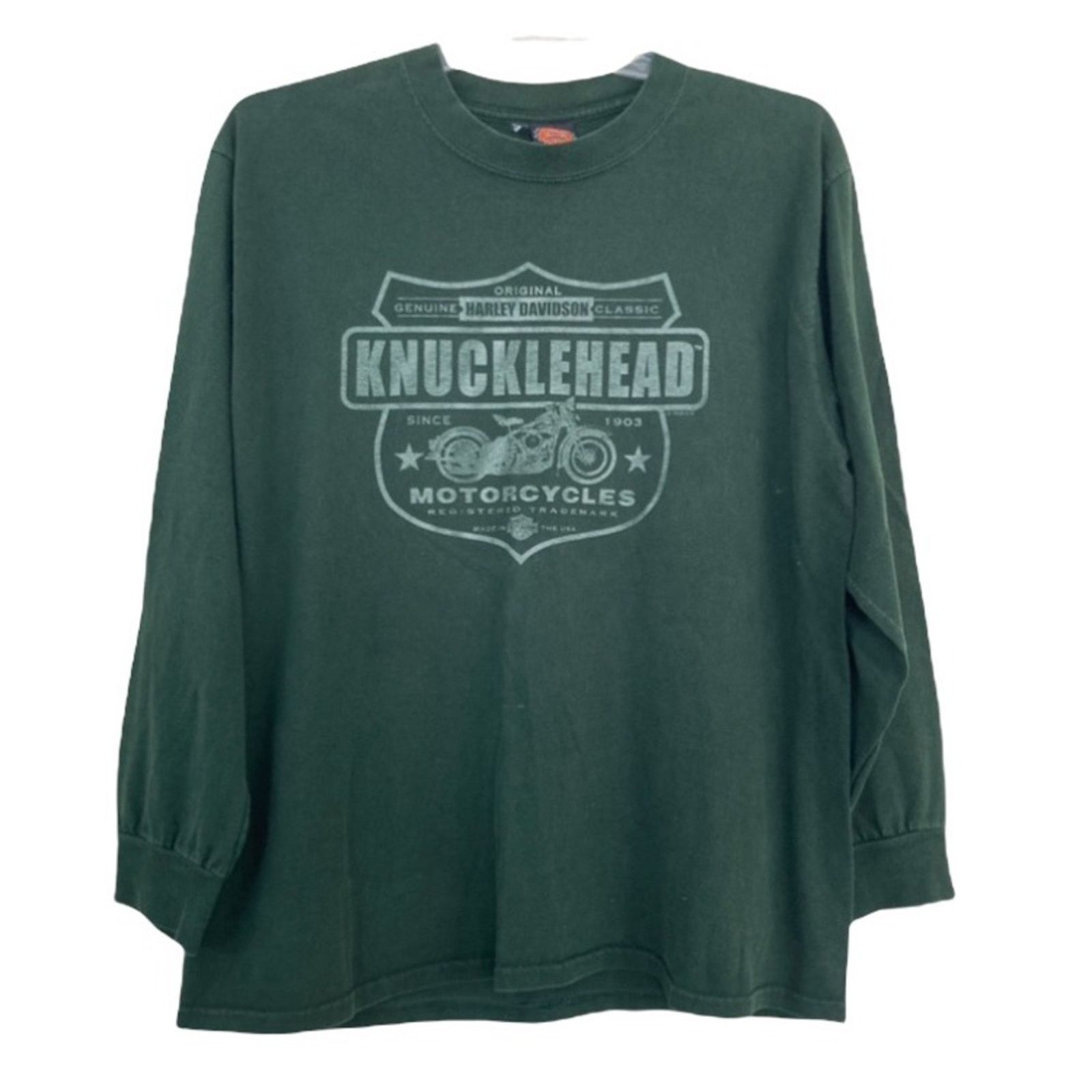 Harley Davidson Harley Davidson Knucklehead Green Long Sleeve Graphic Shirt Size US L / EU 52-54 / 3 - 1 Thumbnail
